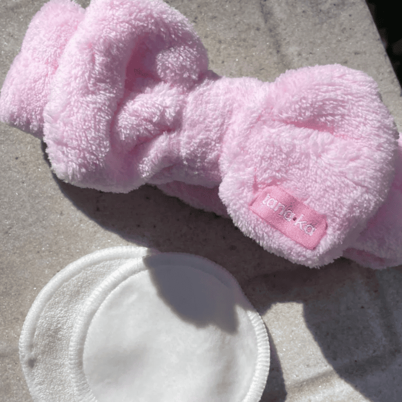 diadema para niñas para ayudar a establecer la rutina de lavarse la cara tanaka cosmetics